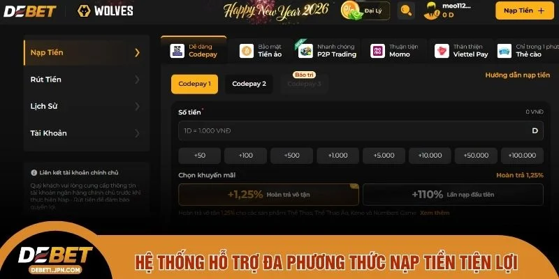 Hệ thống hỗ trợ đa phương thức nạp tiền tiện lợi